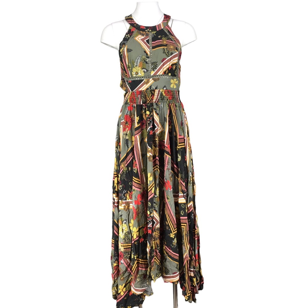 Abel the Label ATL Dress  Australian Vienna Gemini Halter Mixed Print  Green M